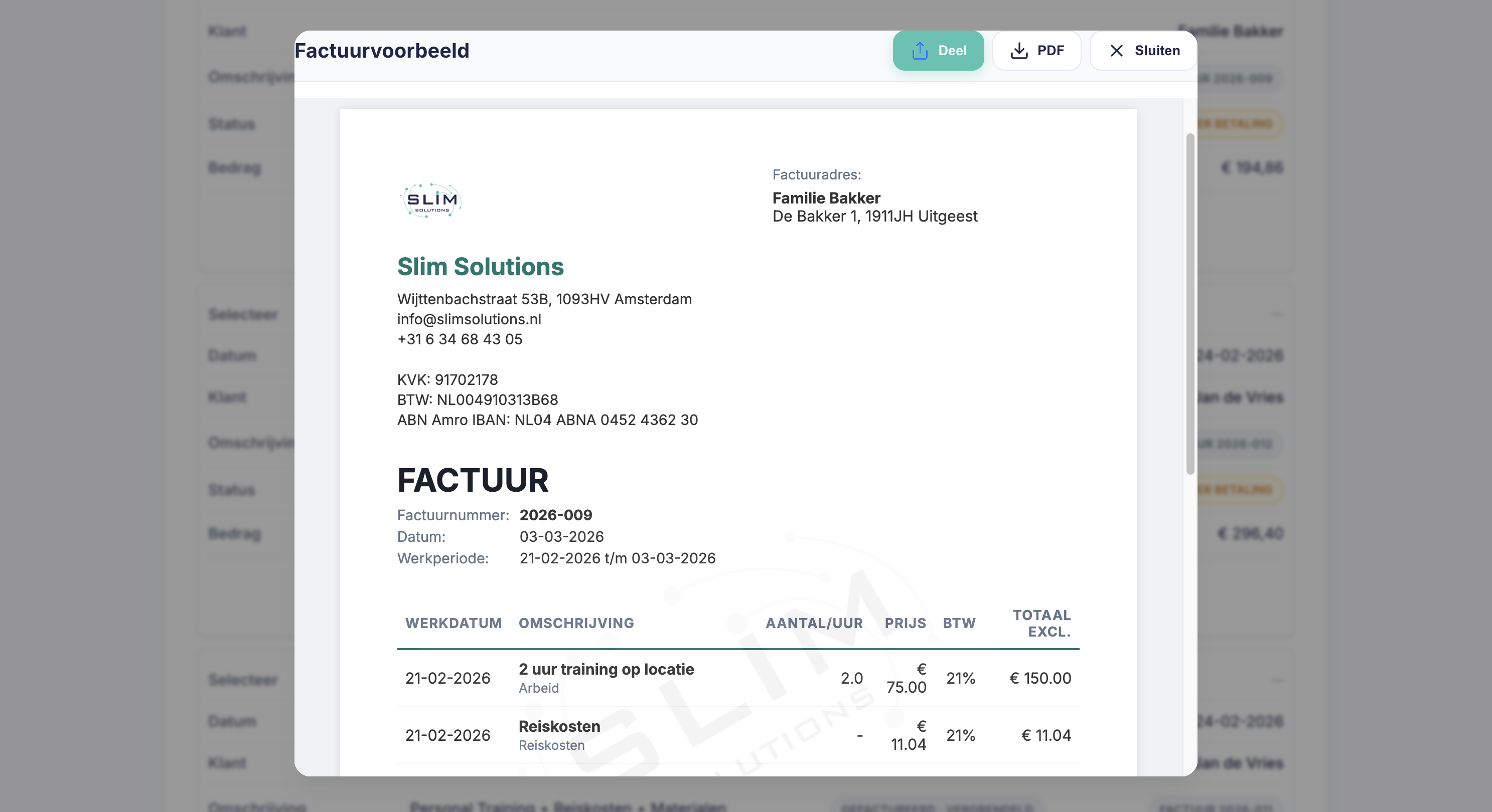 Factuur opmaken screenshot